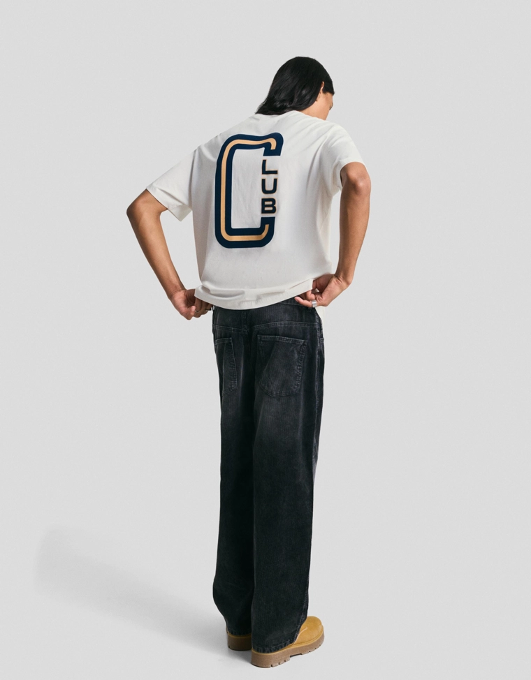 Bershka Bershka Off-White Print Tee — Off White