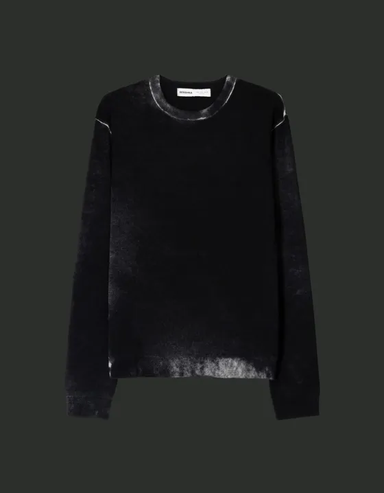 Bershka Bershka Mixed-Knit Sweater Black — Black