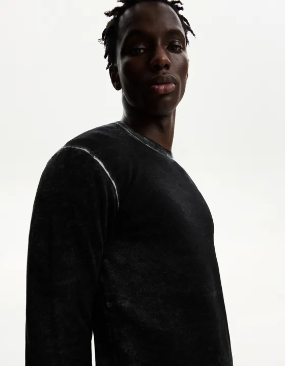 Bershka Bershka Mixed-Knit Sweater Black — Black