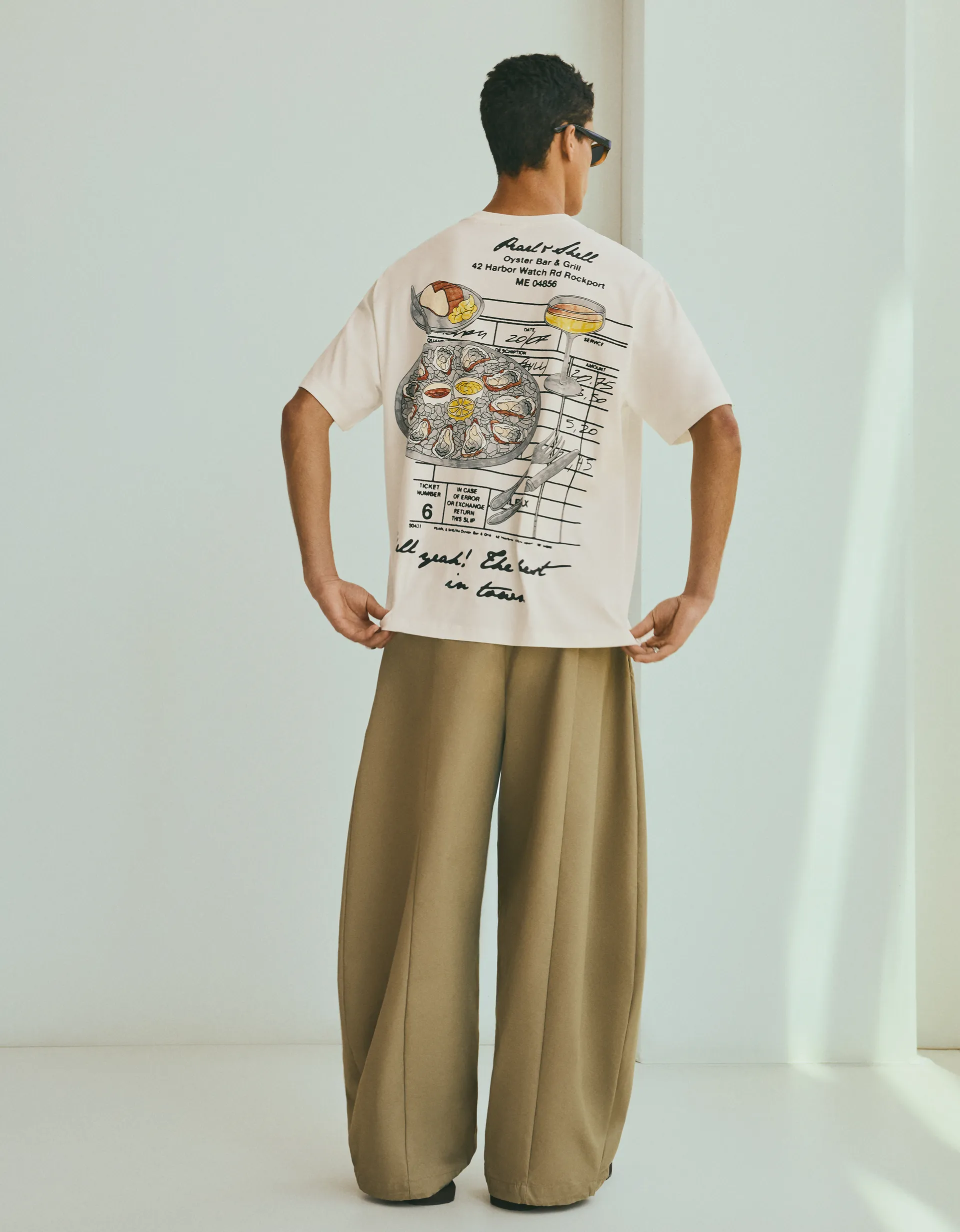 Bershka Relaxed fit printed T-shirt — Off white