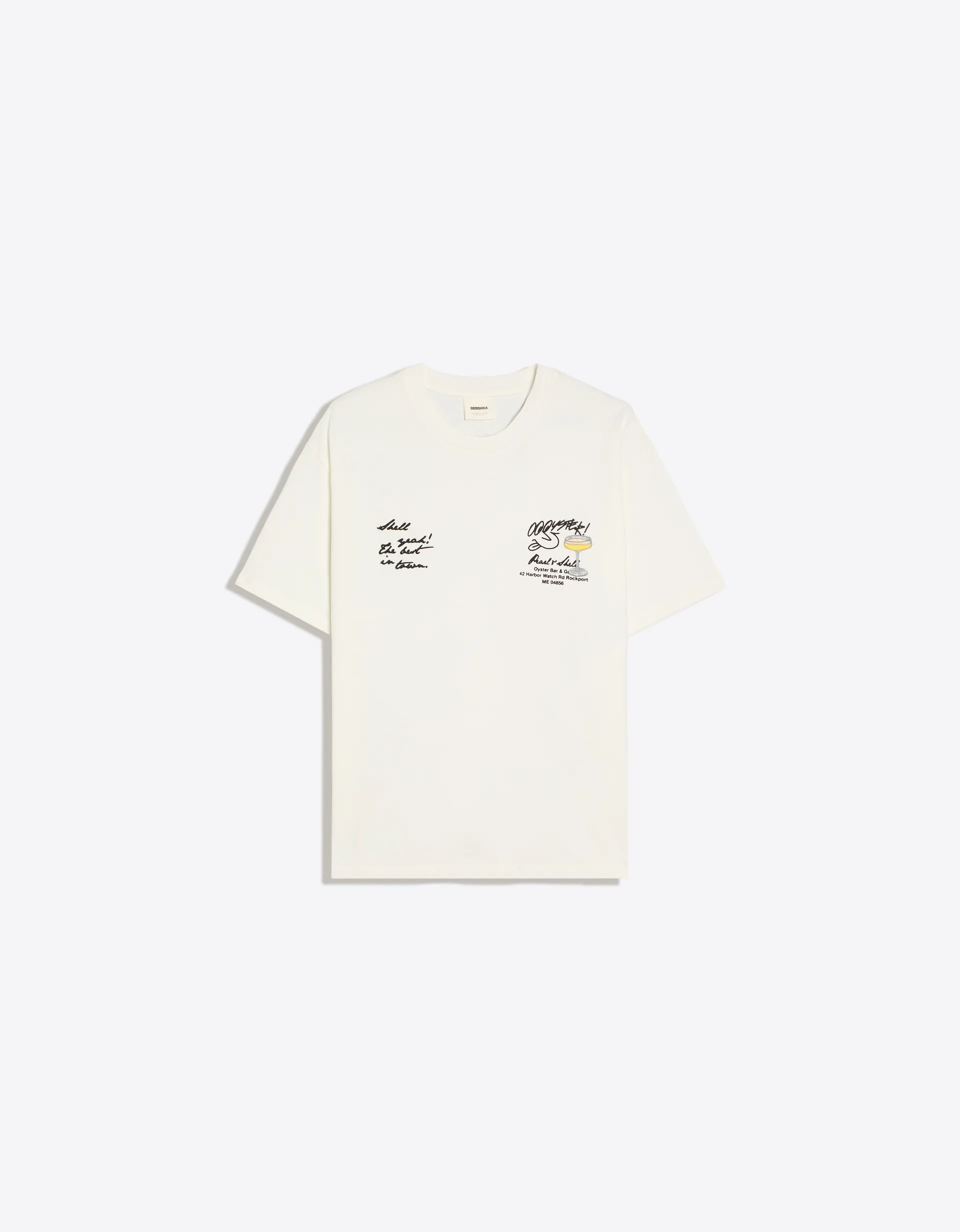 Bershka Relaxed fit printed T-shirt — Off white