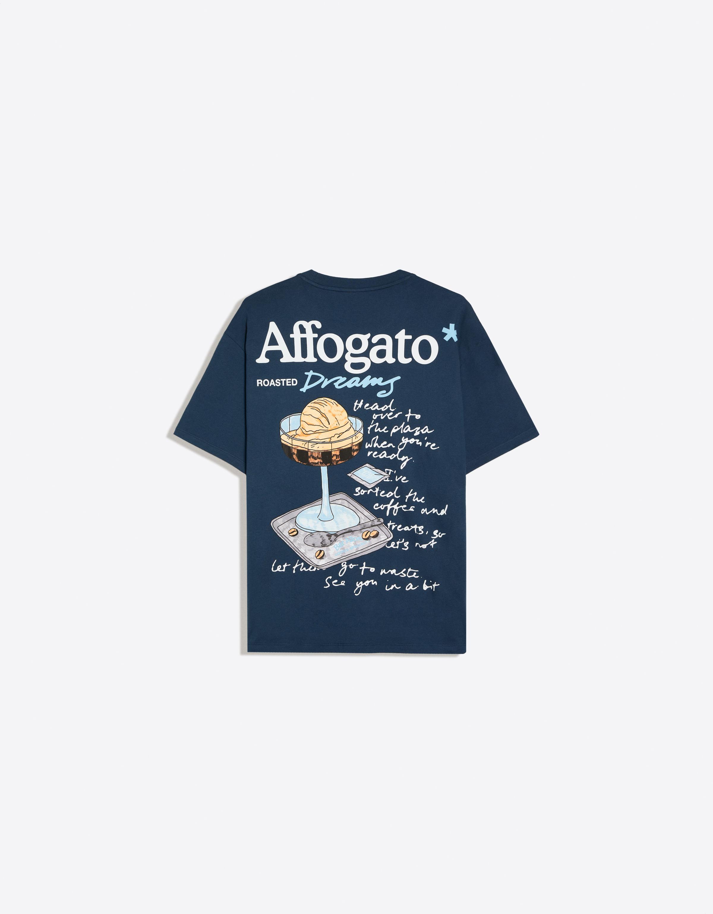 Bershka Relaxed fit printed T-shirt — Navy
