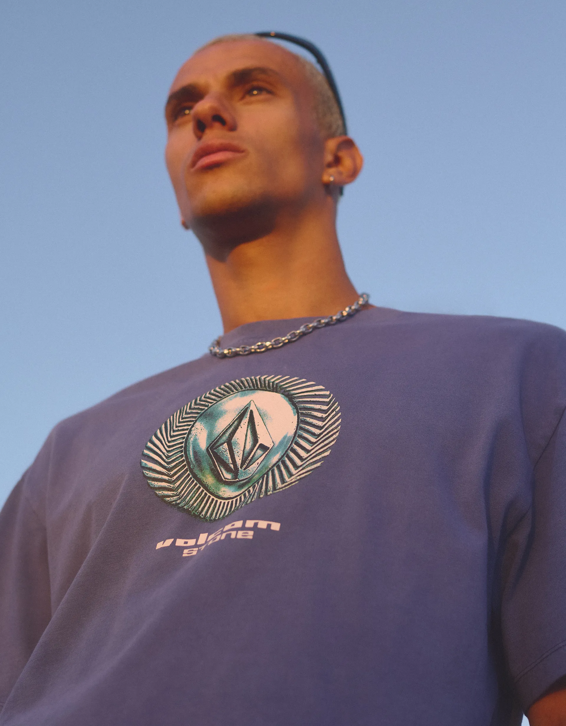 Bershka VOLCOM relaxed fit T-shirt — Light blue