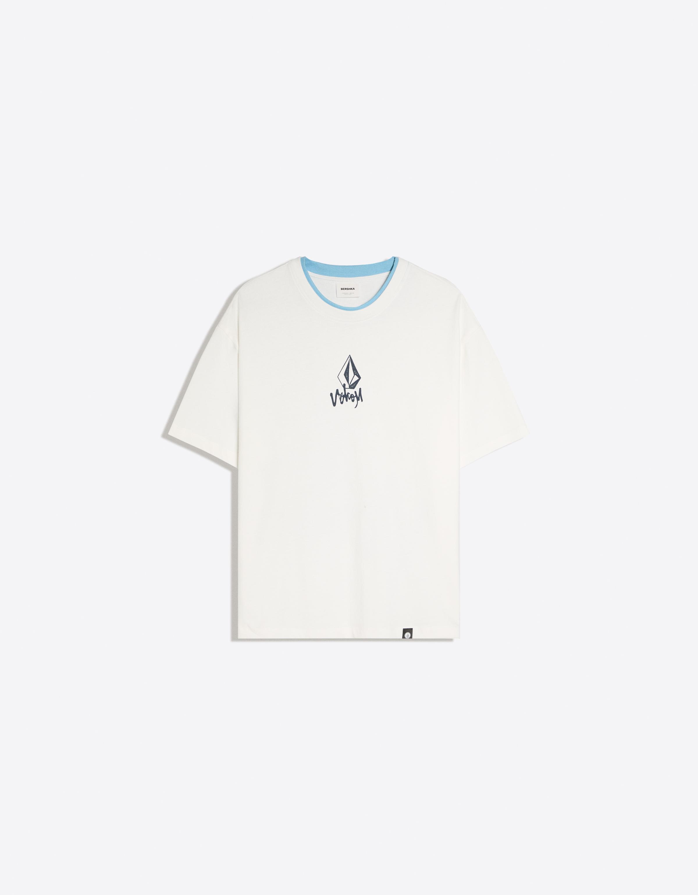 Bershka VOLCOM relaxed fit T-shirt — White