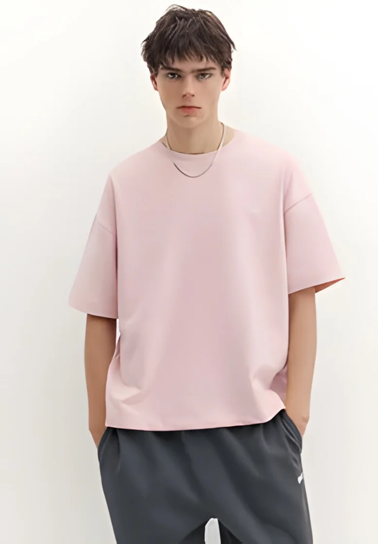 Pull&Bear Logo Pink Basic T-Shirt — pink
