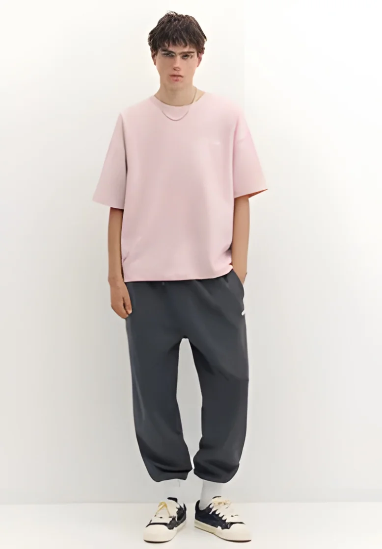 Pull&Bear Logo Pink Basic T-Shirt — pink