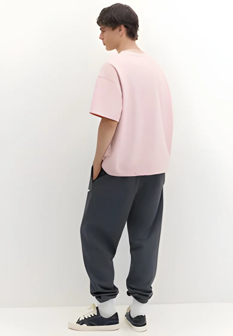 Pull&Bear Logo Pink Basic T-Shirt — pink