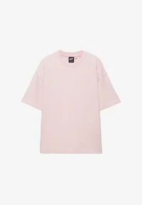 Pull&Bear Logo Pink Basic T-Shirt — pink