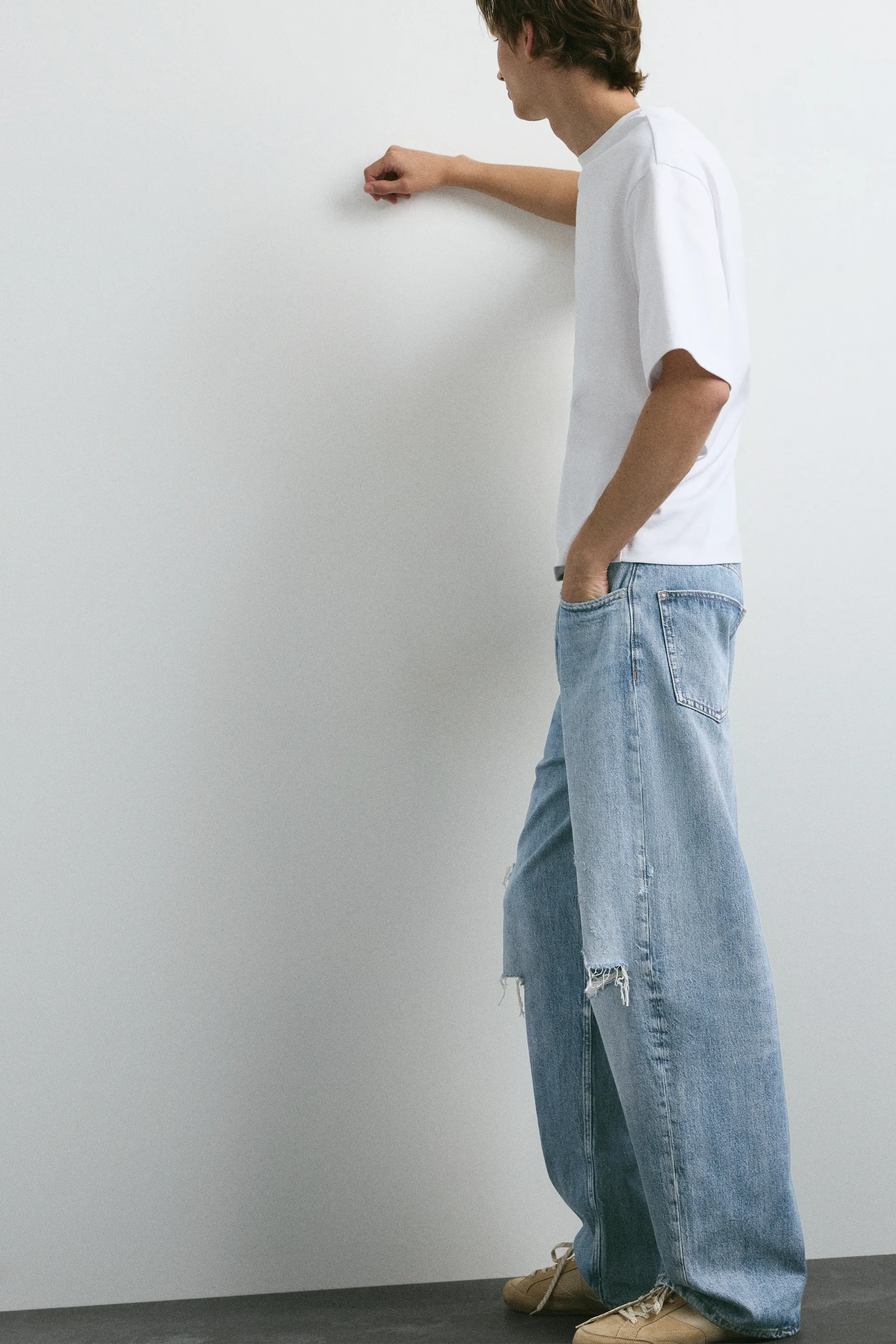 Straight Ripped Jeans — Bleu moyen