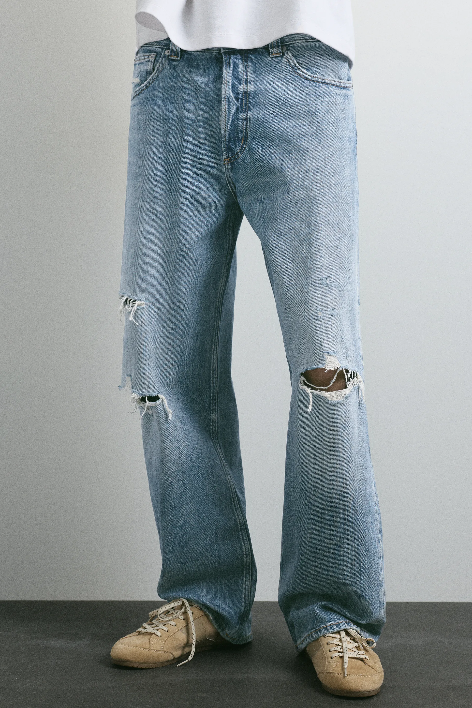 Straight Ripped Jeans — Bleu moyen