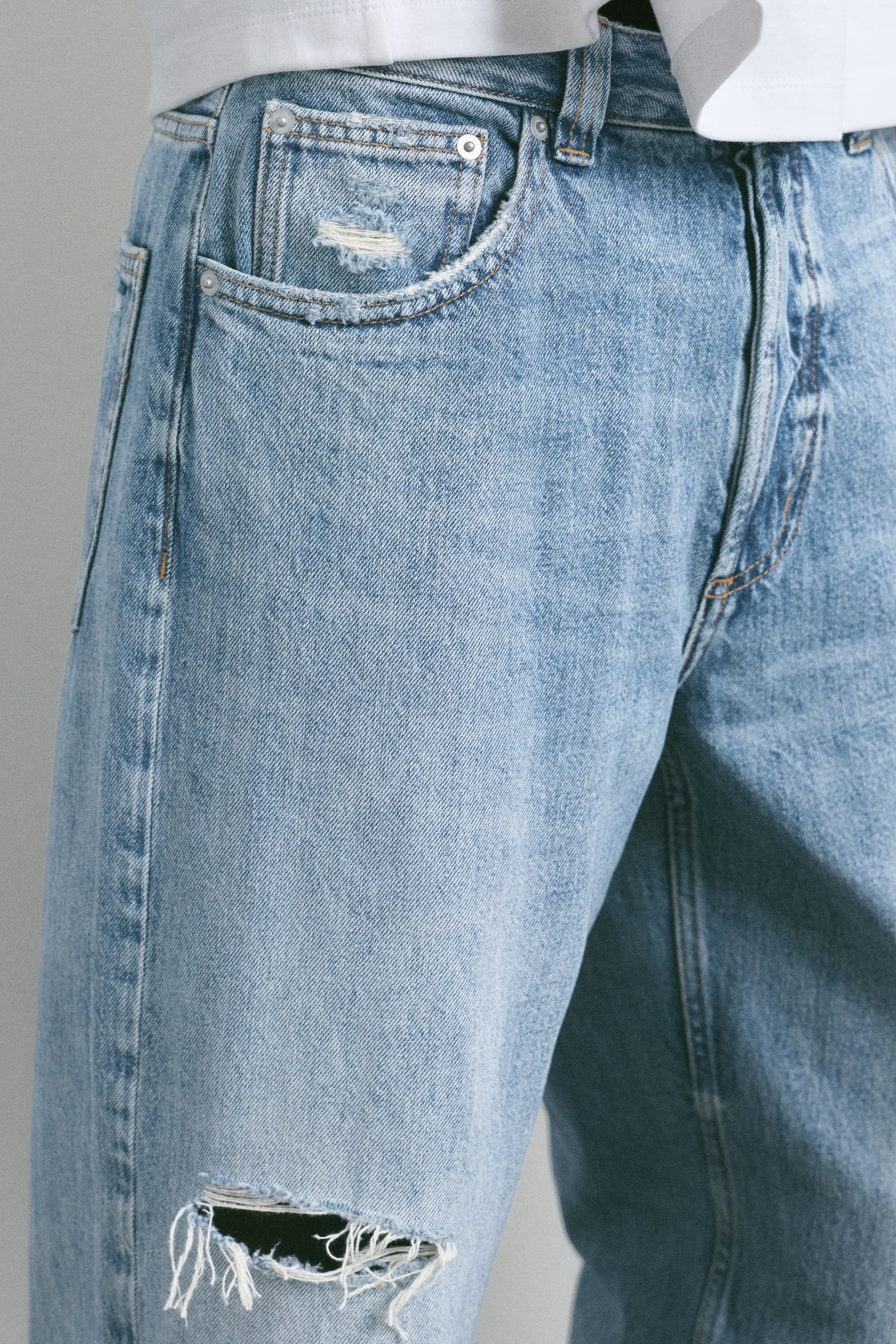 Straight Ripped Jeans — Bleu moyen