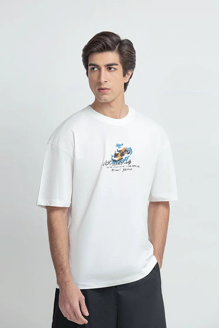 Jetski Graphic Oversize T-Shirt — White