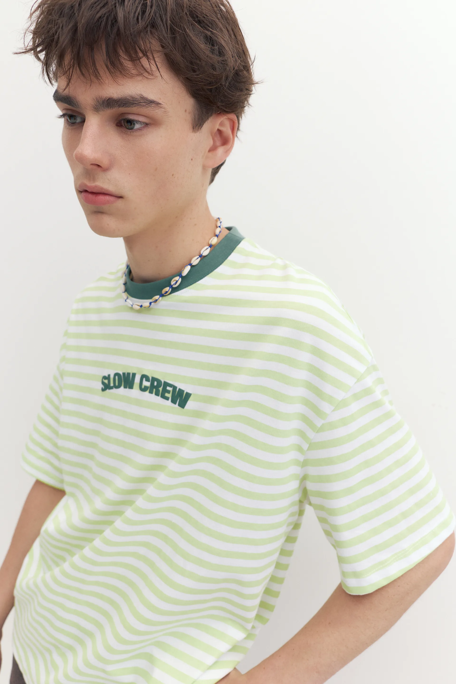 T-shirt boxy à rayures STWD — Vert