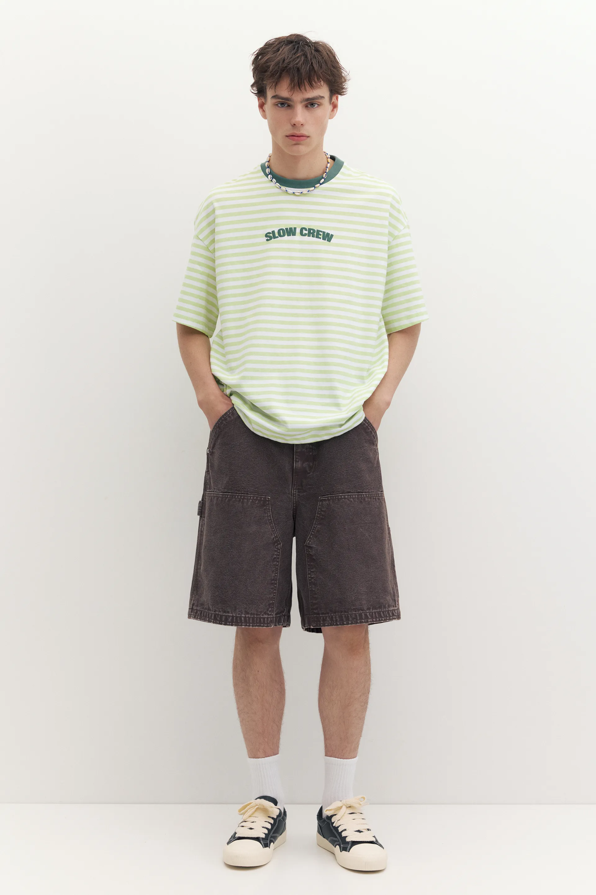 T-shirt boxy à rayures STWD — Vert