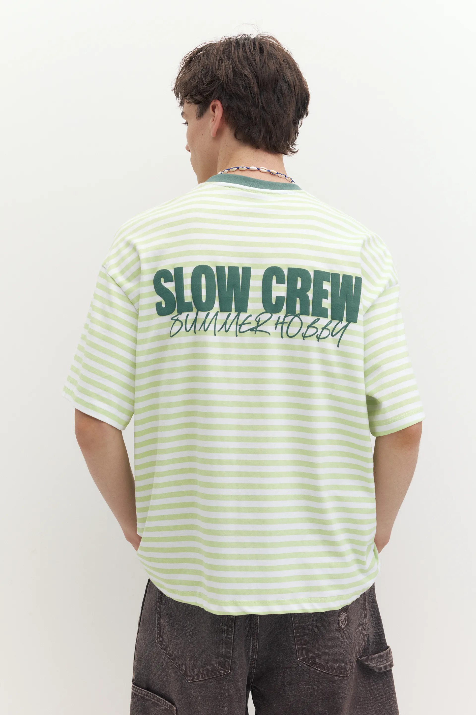 T-shirt boxy à rayures STWD — Vert