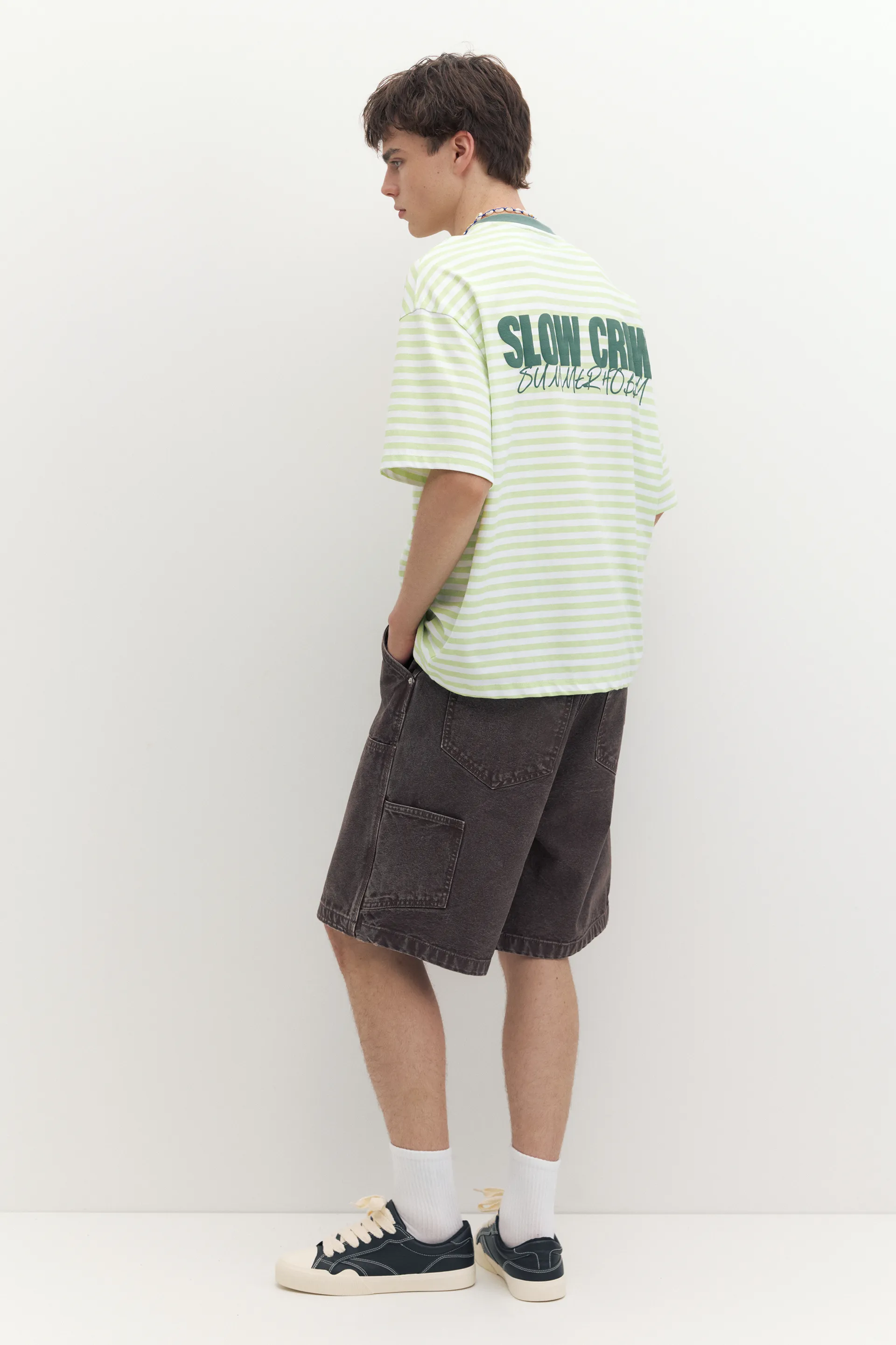 T-shirt boxy à rayures STWD — Vert