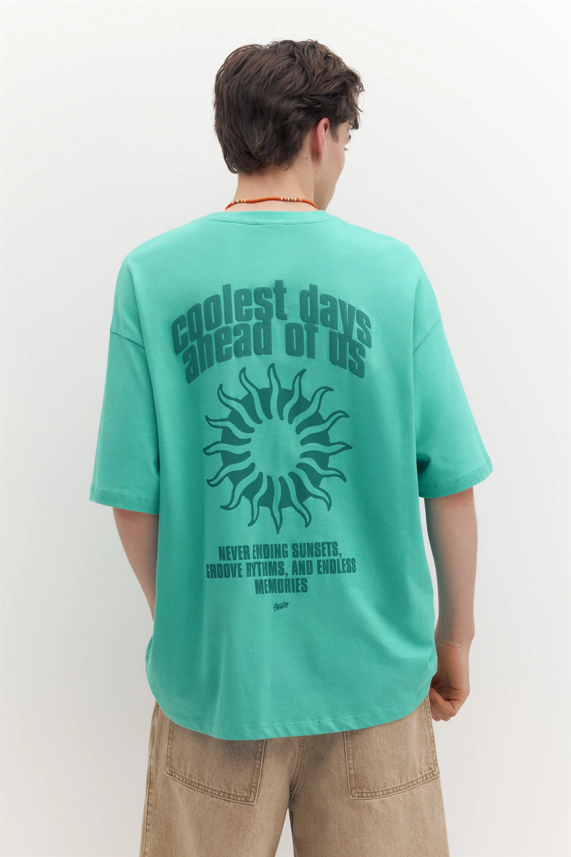 T-shirt STWD motif soleil — Turquoise