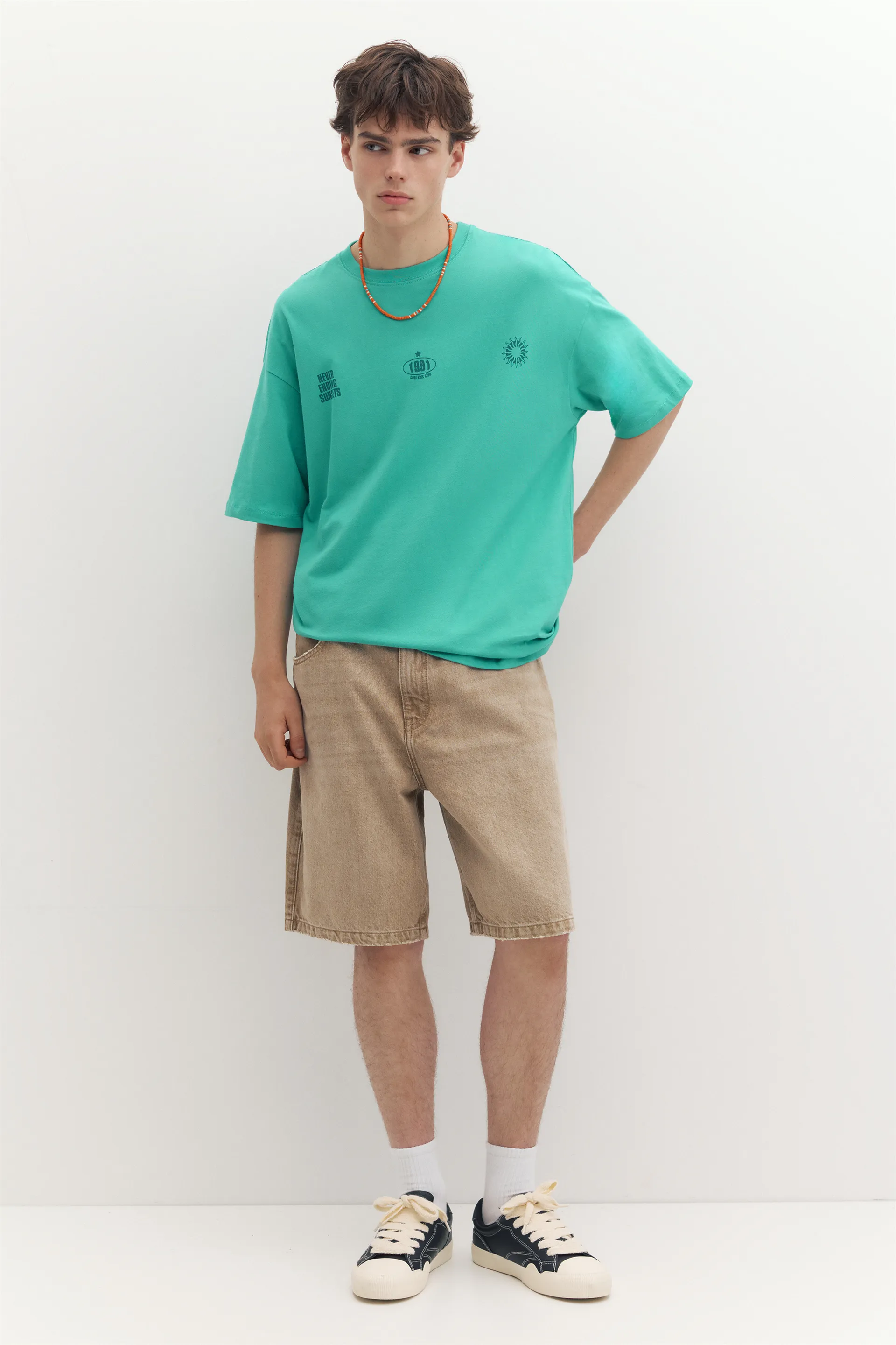 T-shirt STWD motif soleil — Turquoise