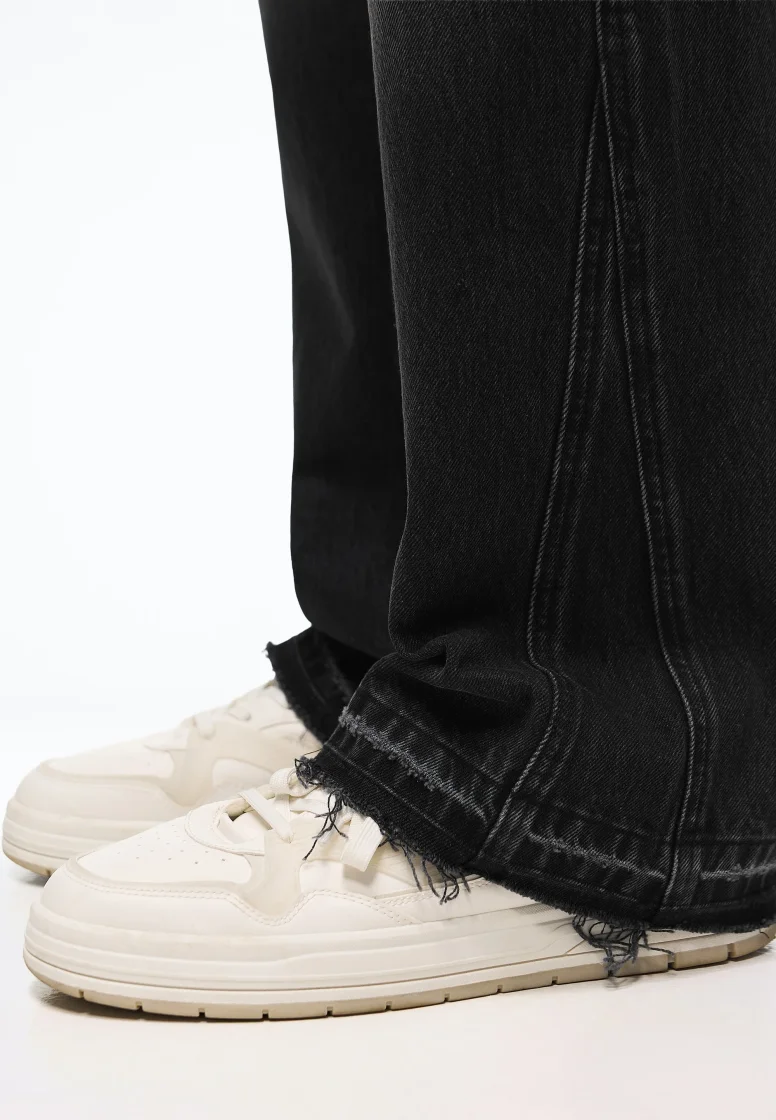 Washed Black Flared Jeans — Black