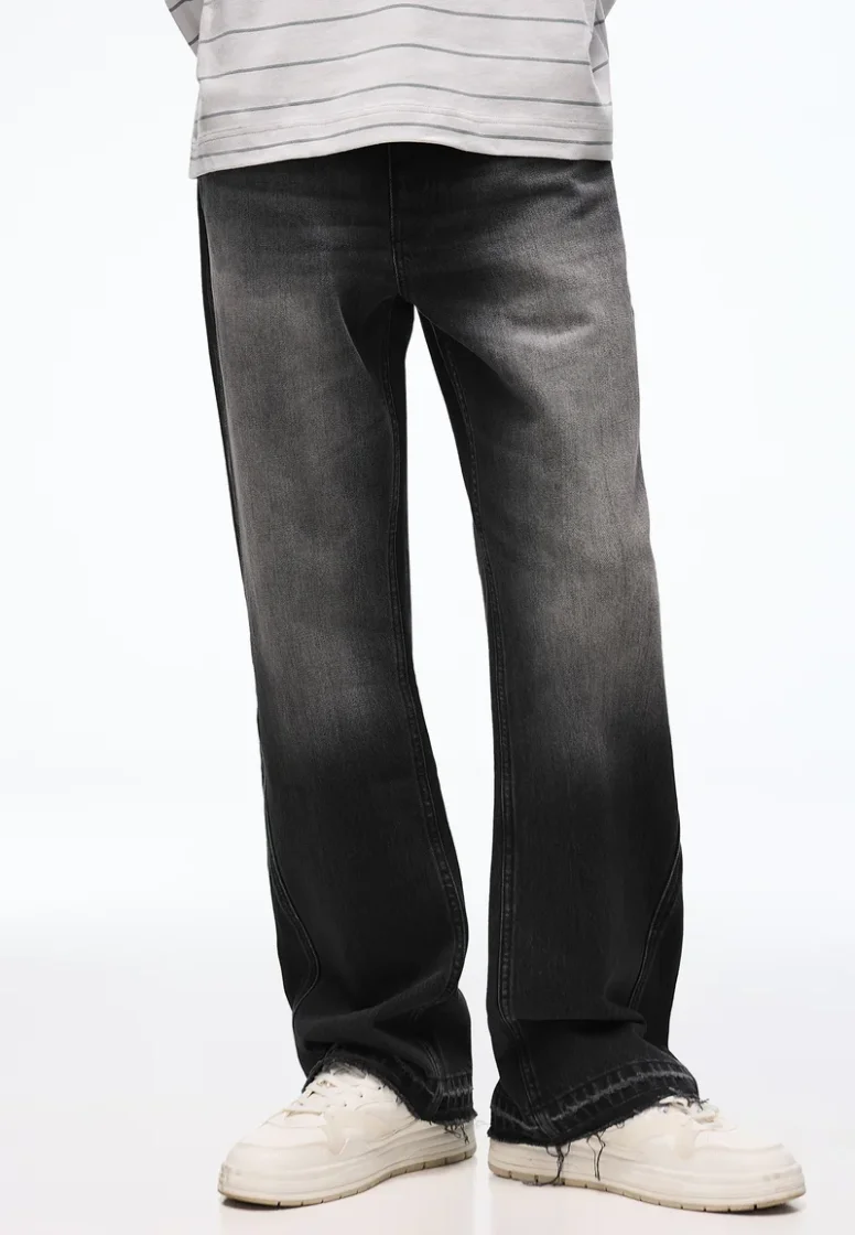 Washed Black Flared Jeans — Black