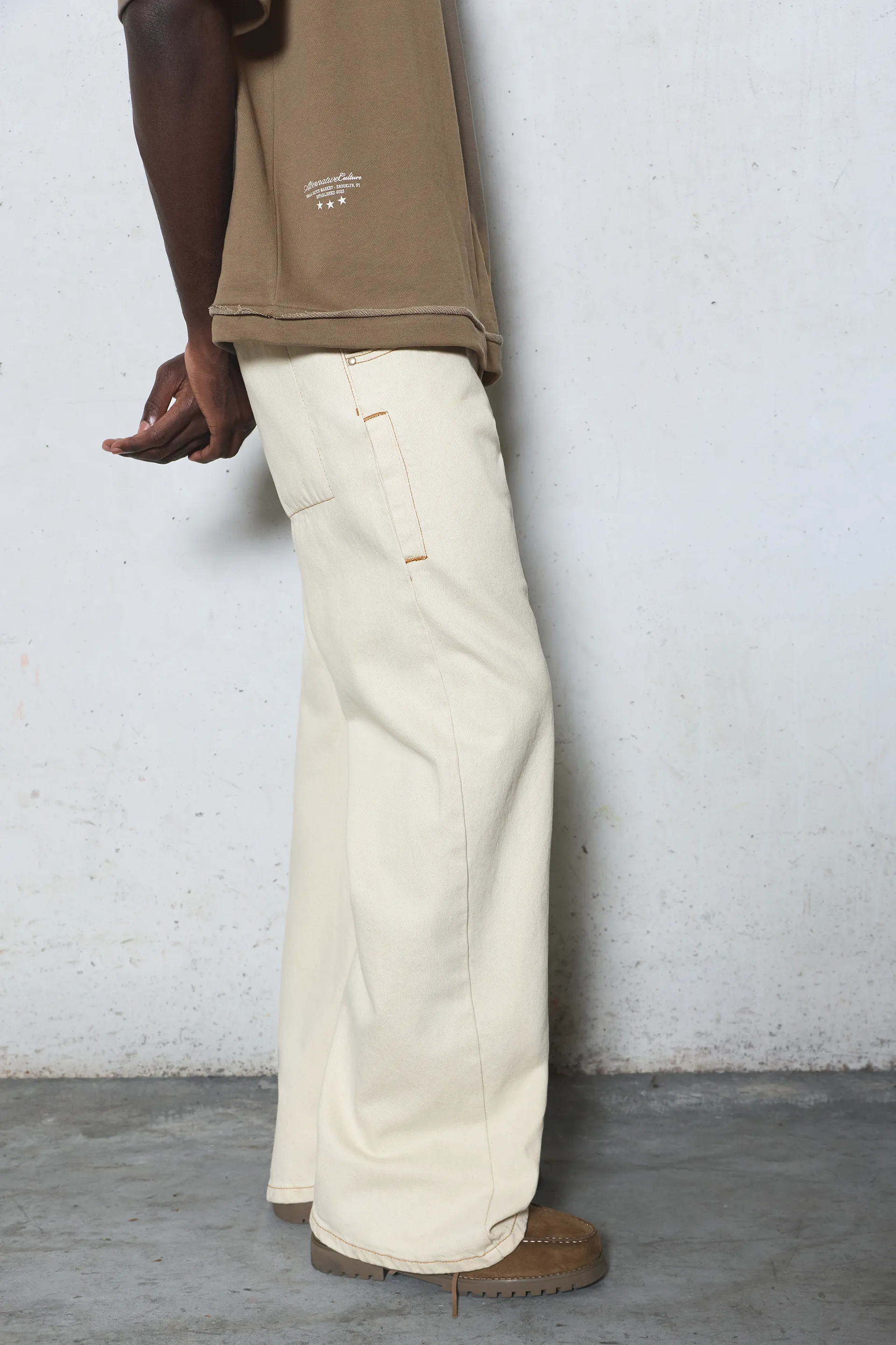 Cotton Worker Trousers — Ecru