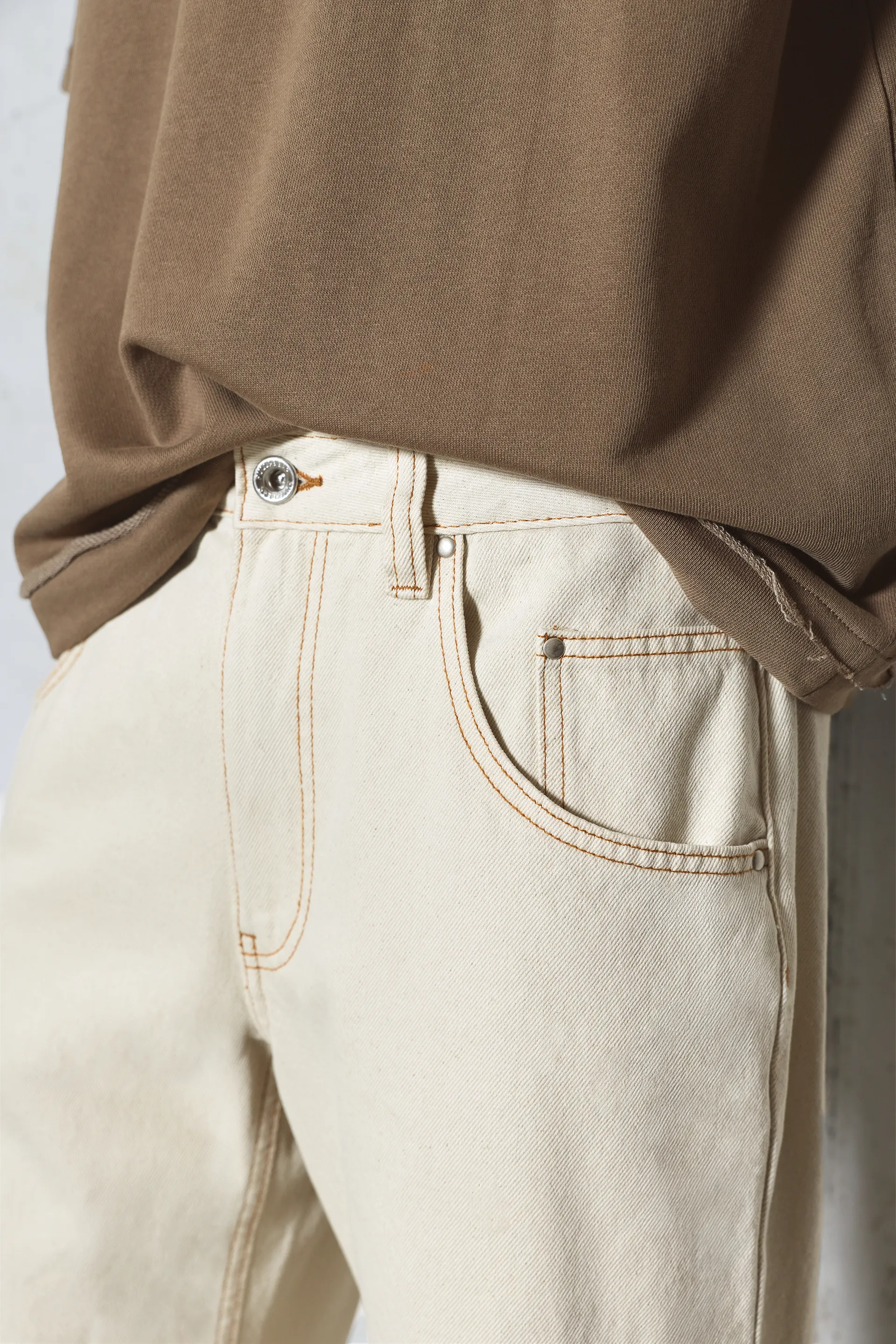 Cotton Worker Trousers — Ecru