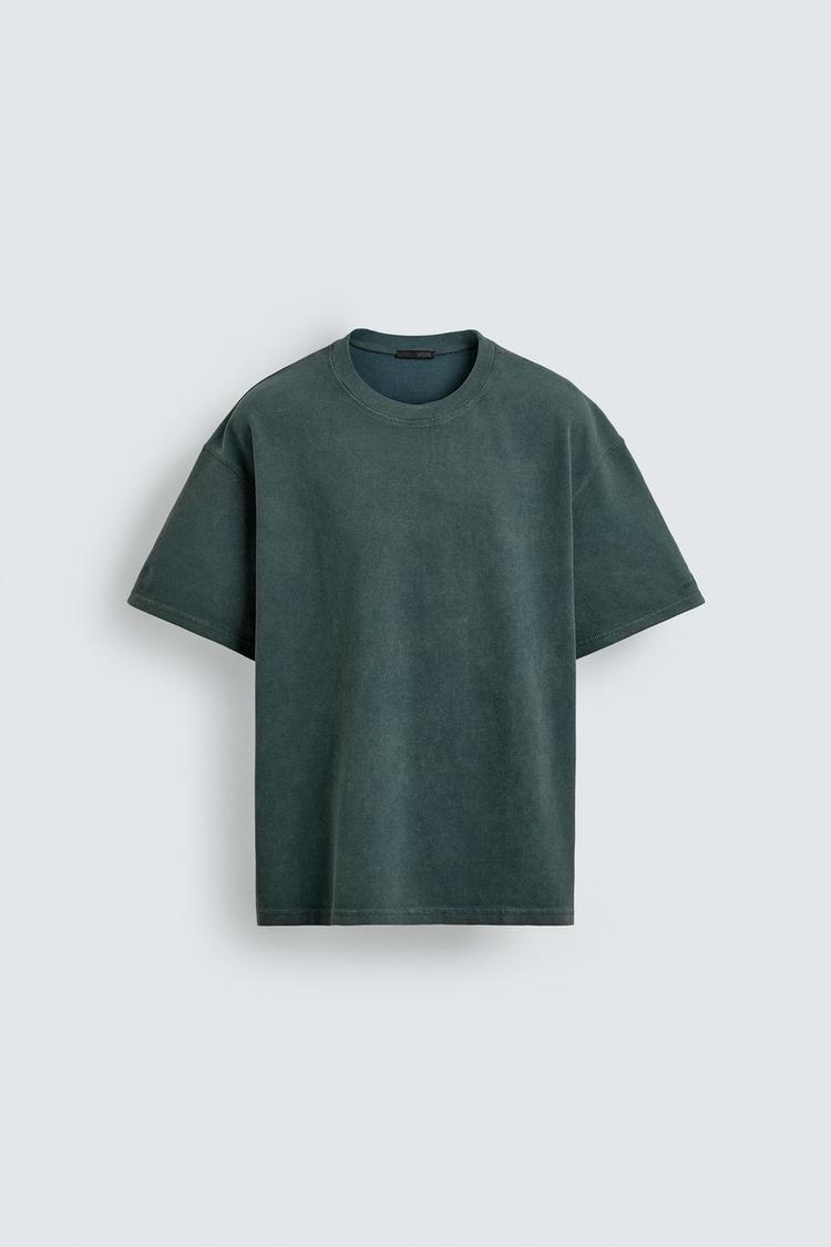 Zara Essential Cotton Crew Tee — Teal