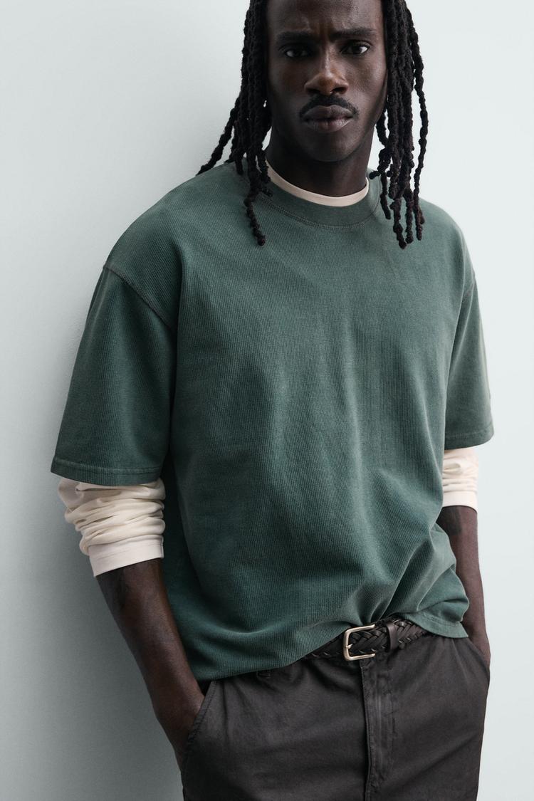 Zara Essential Cotton Crew Tee — Teal