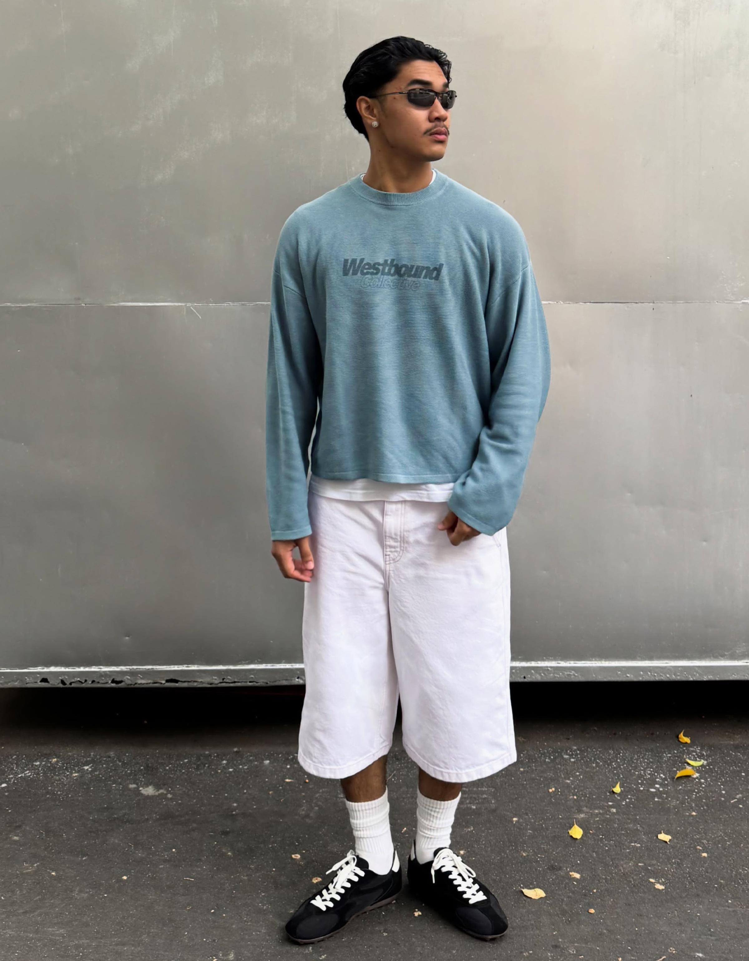 Bershka Bermuda jean skater — Blanc