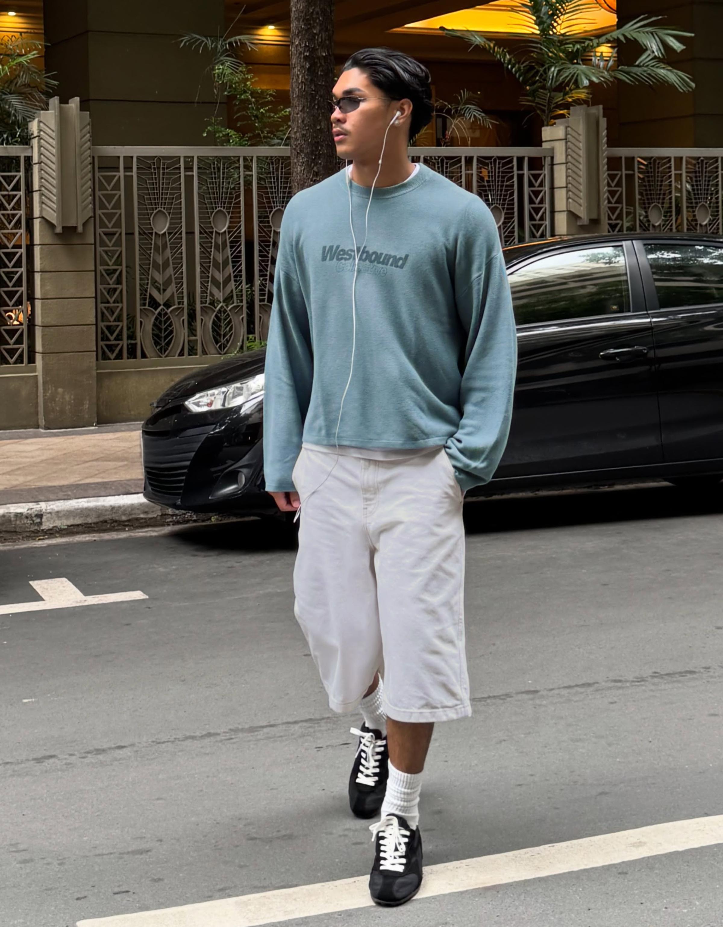 Bershka Bermuda jean skater — Blanc
