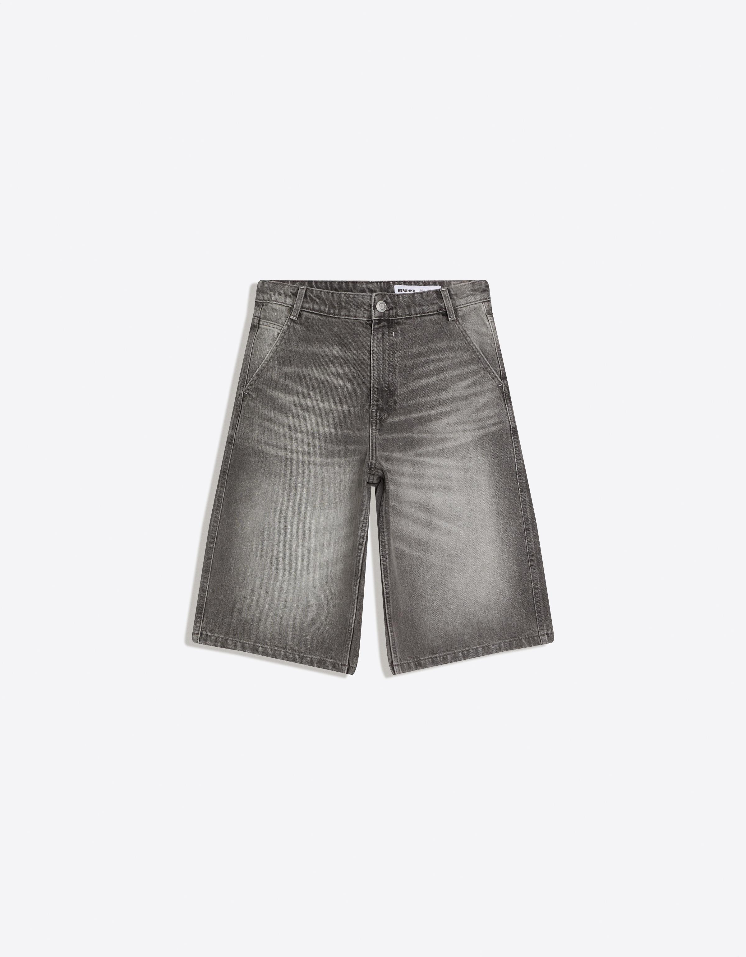 Bershka Bermuda jean skater — Gris