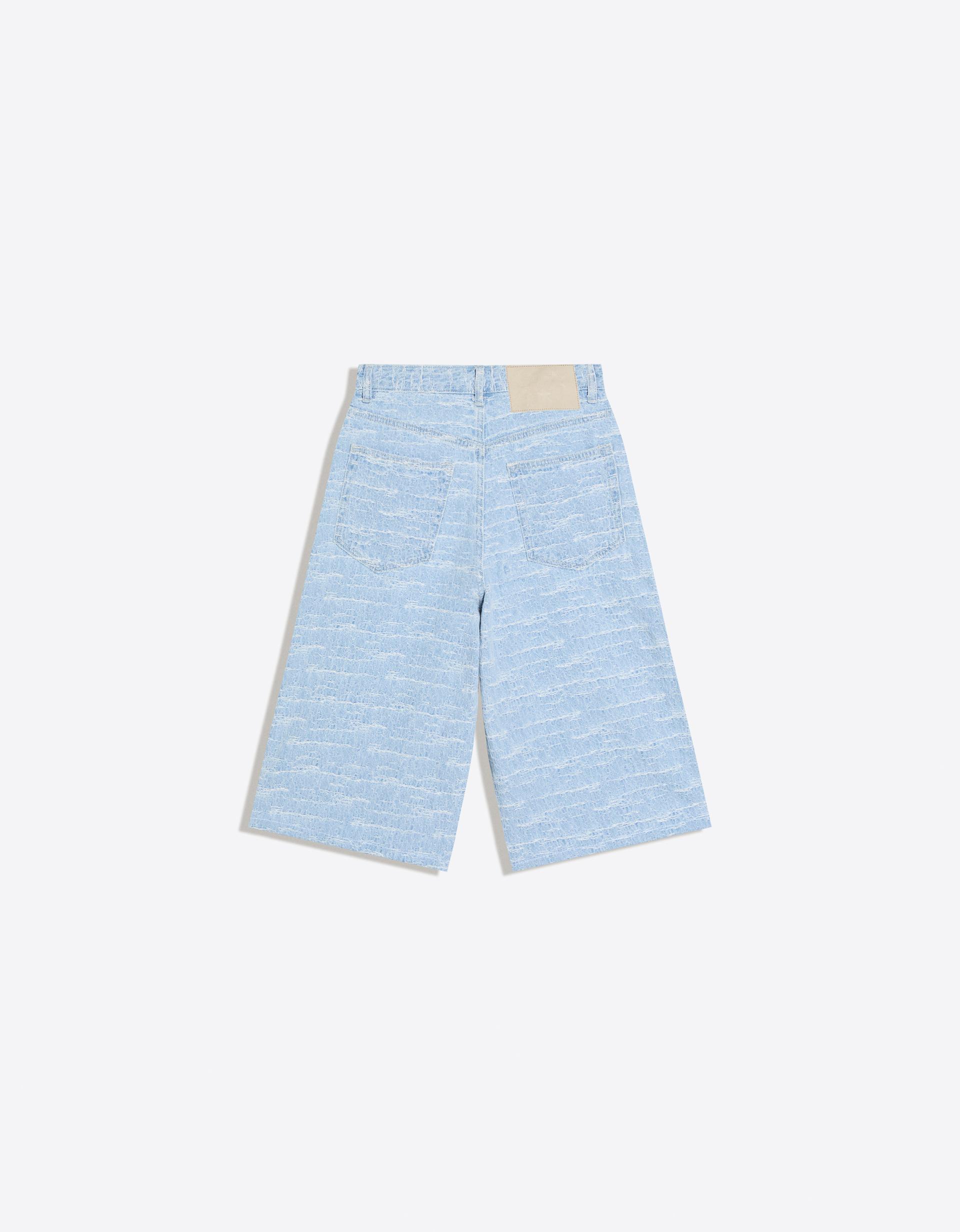 Bershka Super baggy textured denim Bermuda shorts