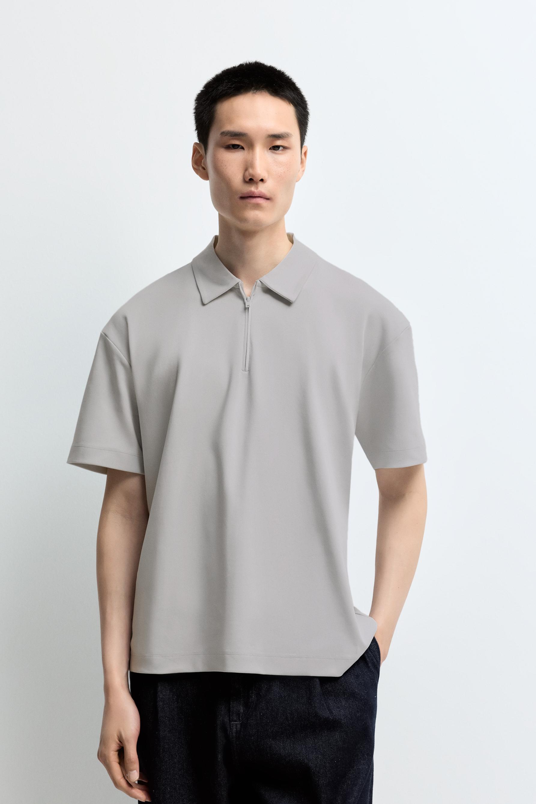 Interlock zip-up polo shirt