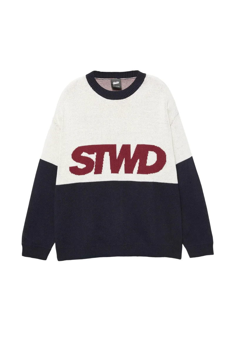 Pull&Bear Color Block Knit Sweater — Off White