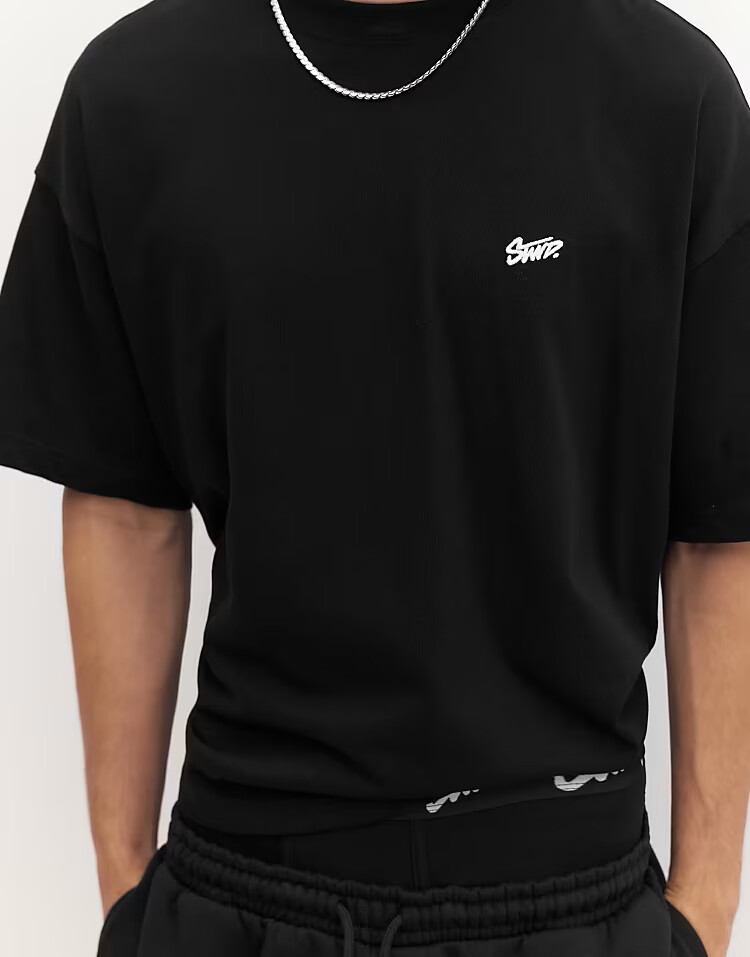 Oversize T-Shirt with Logo — Black