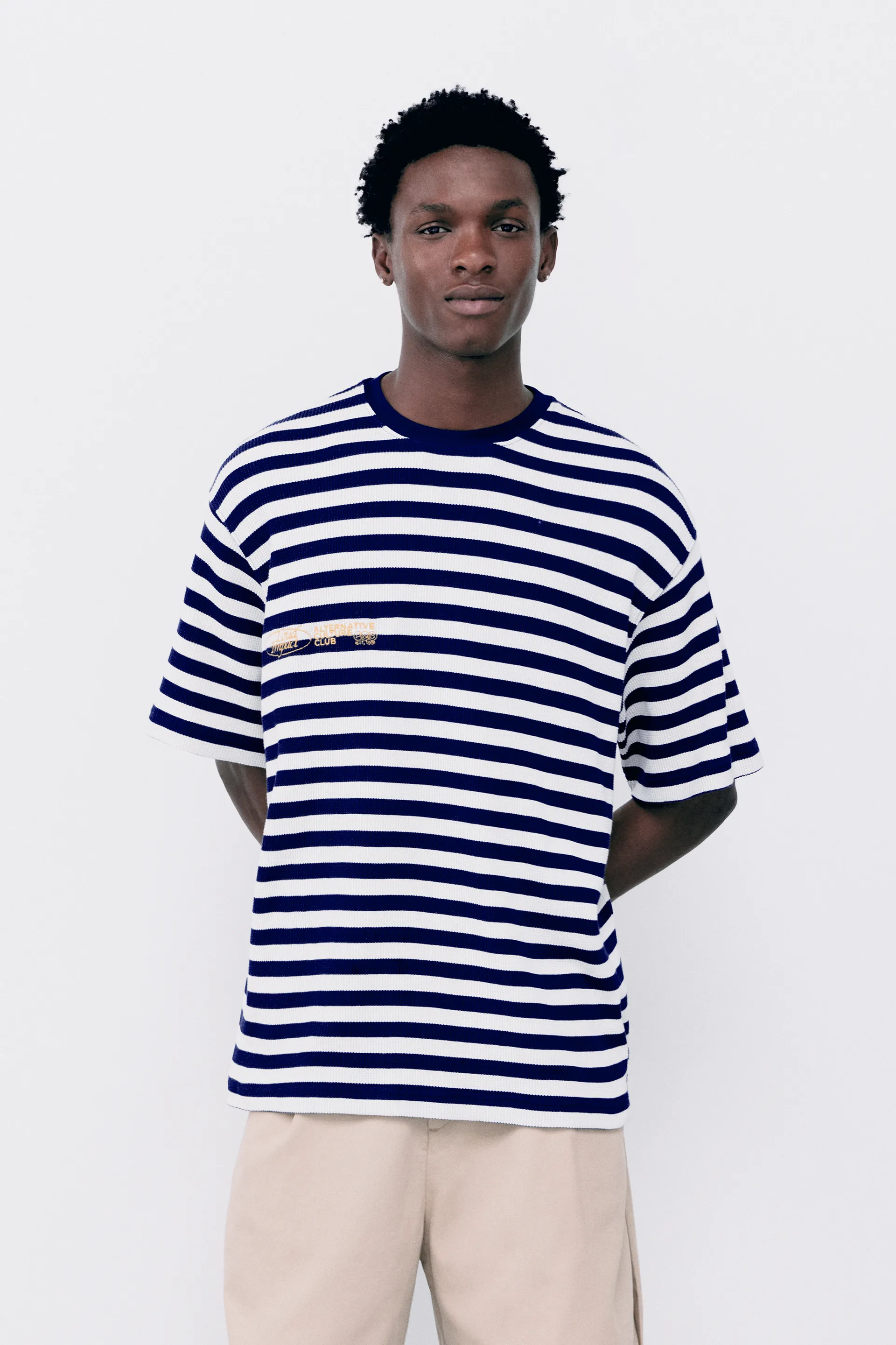 Regular fit striped T-shirt — Blue/White