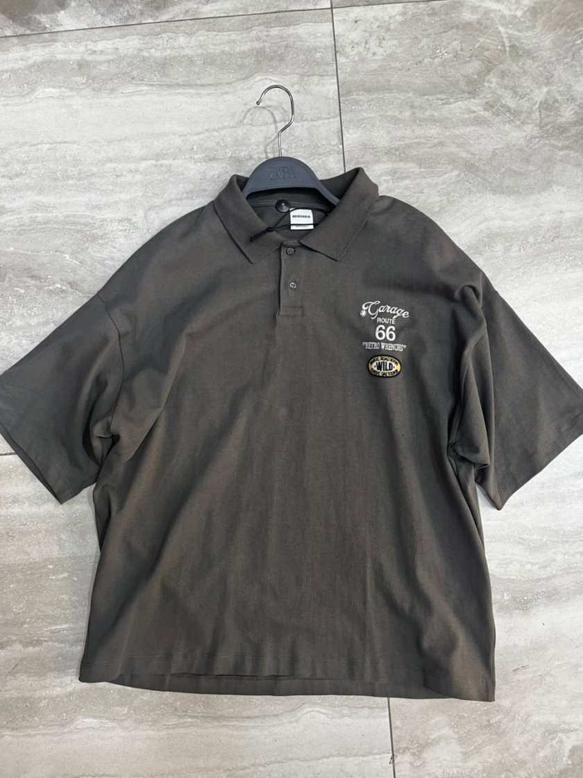 Route 66 Garage Polo Shirt — Grey