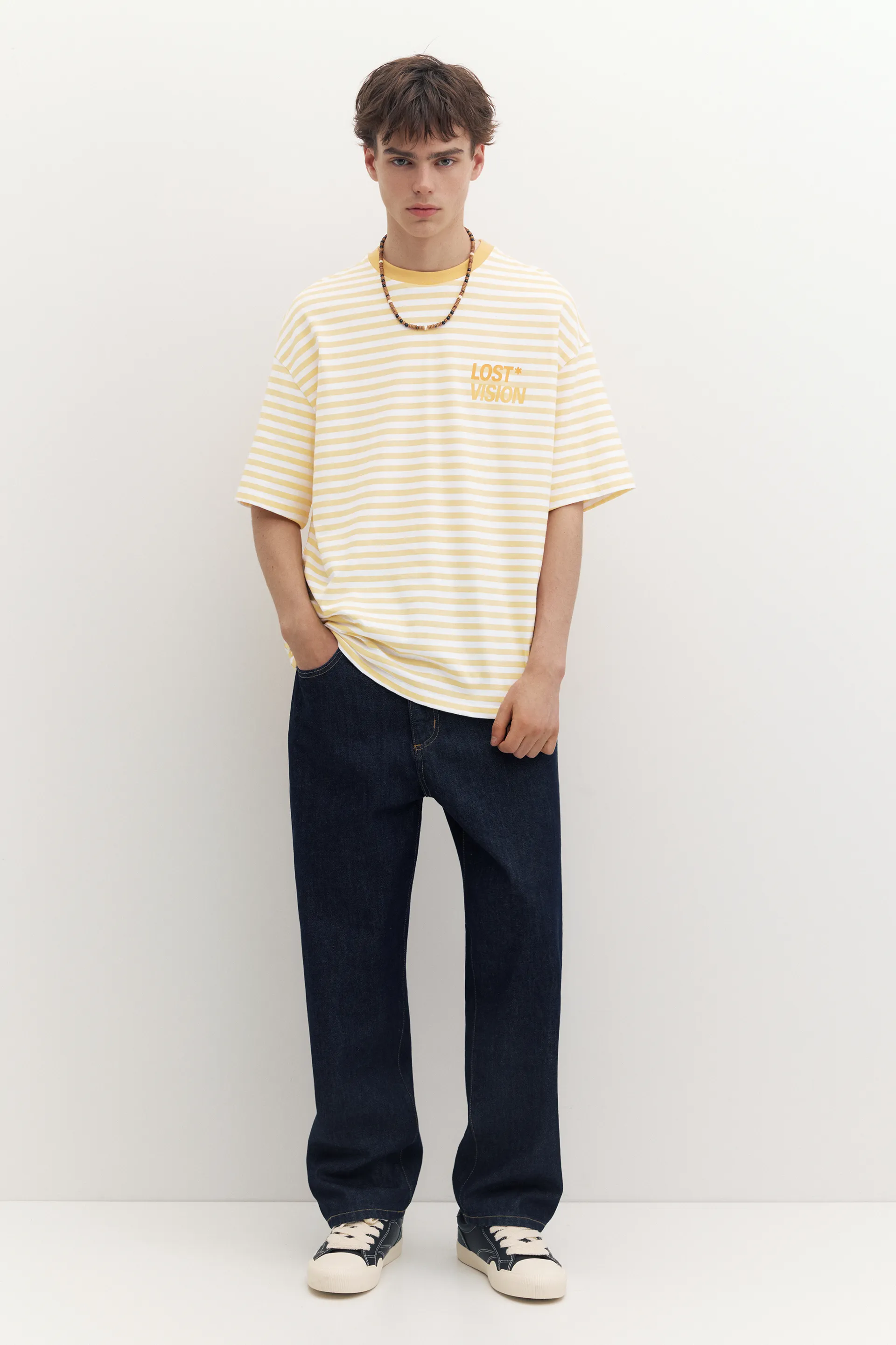 T-shirt boxy à rayures STWD — Jaune