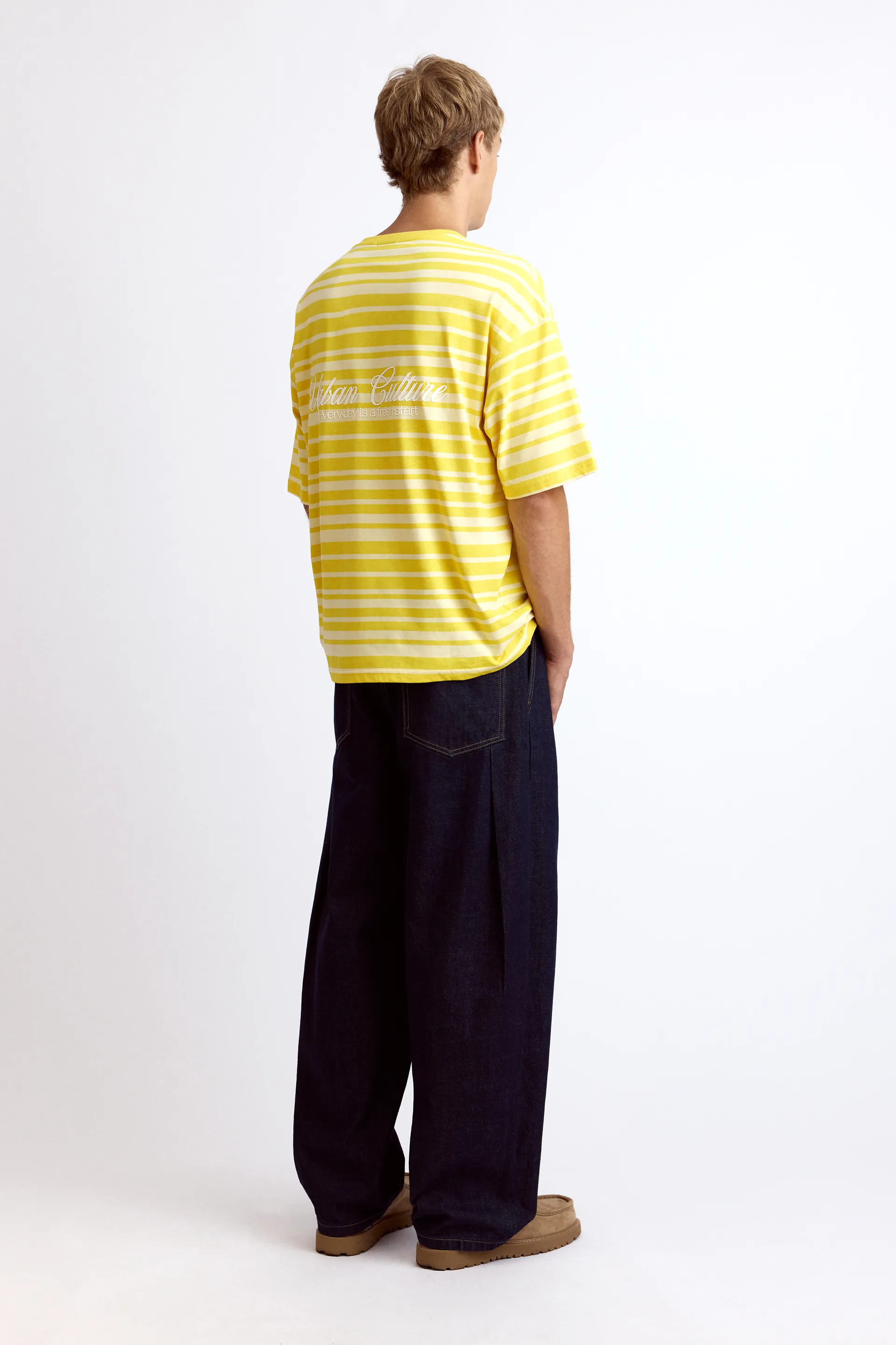 Pull&Bear T-shirt relaxed à rayures — Jaune