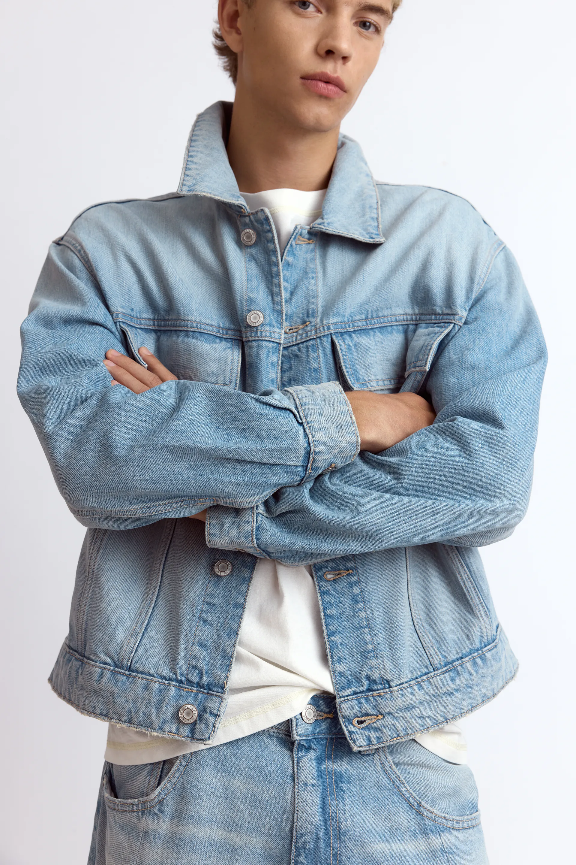 Pull&Bear Veste en jean trucker — Sky Blue