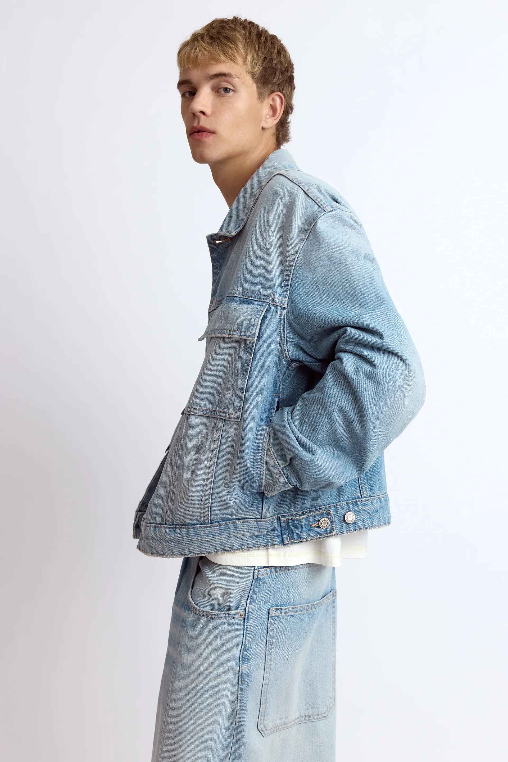 Pull&Bear Veste en jean trucker — Sky Blue