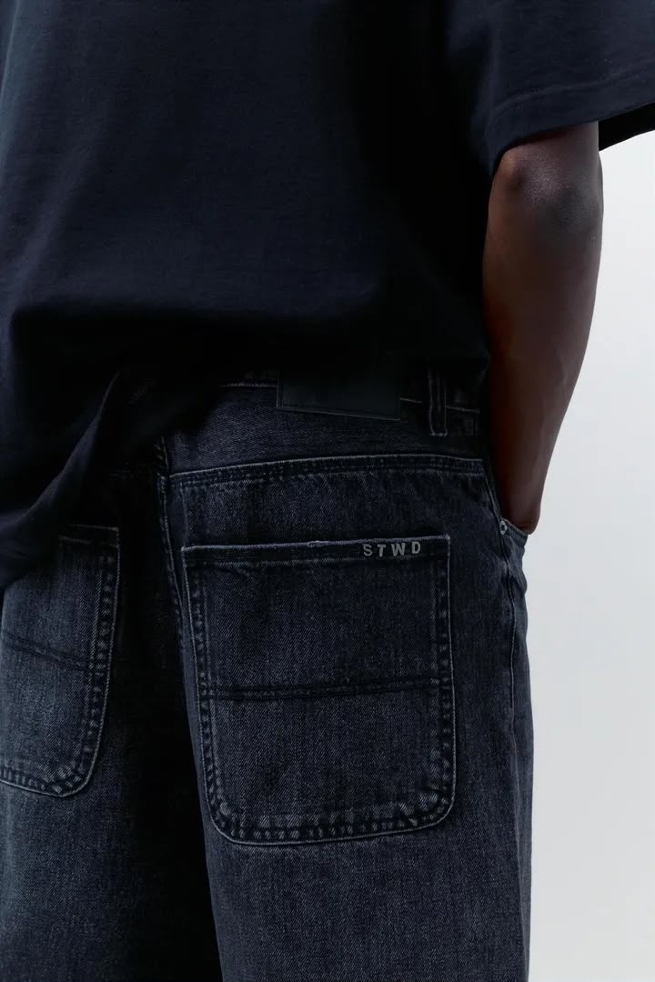 Washed Denim Bermuda Shorts — Black