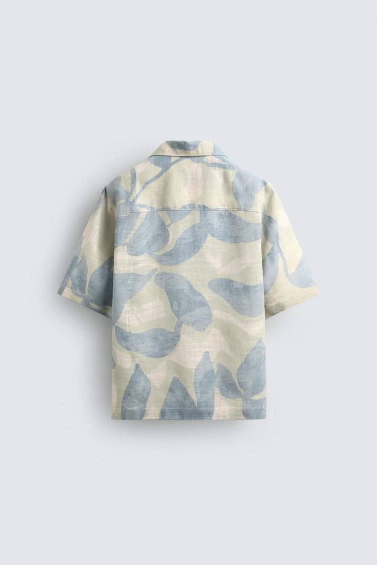 Zara CHEMISE FLUIDE À IMPRIMÉ ABSTRAIT — Bleus