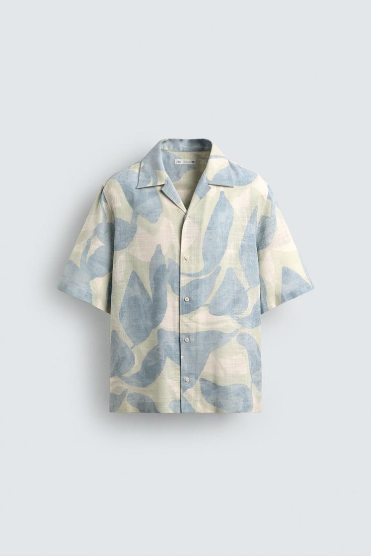 Zara CHEMISE FLUIDE À IMPRIMÉ ABSTRAIT — Bleus