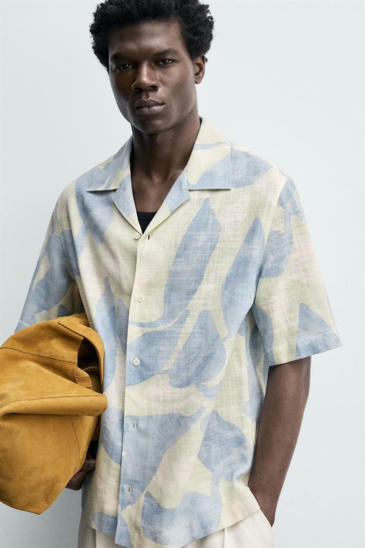 Zara CHEMISE FLUIDE À IMPRIMÉ ABSTRAIT — Bleus