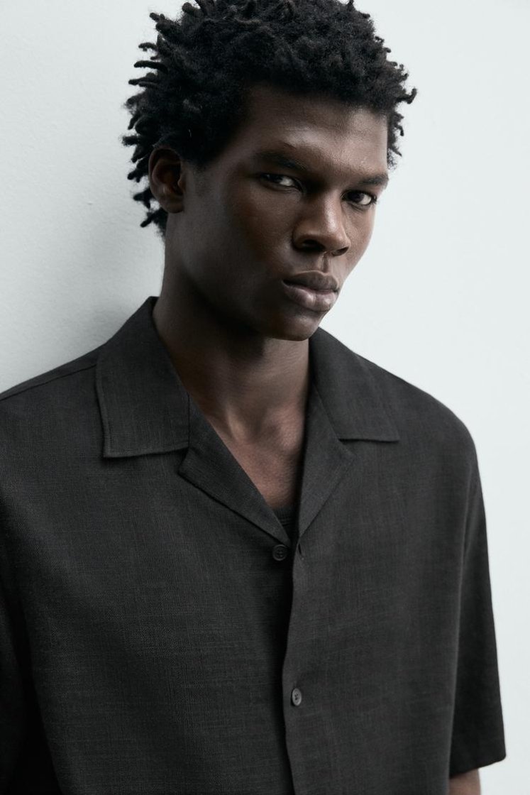 Zara CHEMISE FLUIDE À IMPRIMÉ ABSTRAIT — Noir