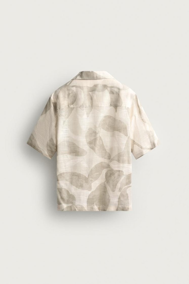 Zara CHEMISE FLUIDE À IMPRIMÉ ABSTRAIT — Sable