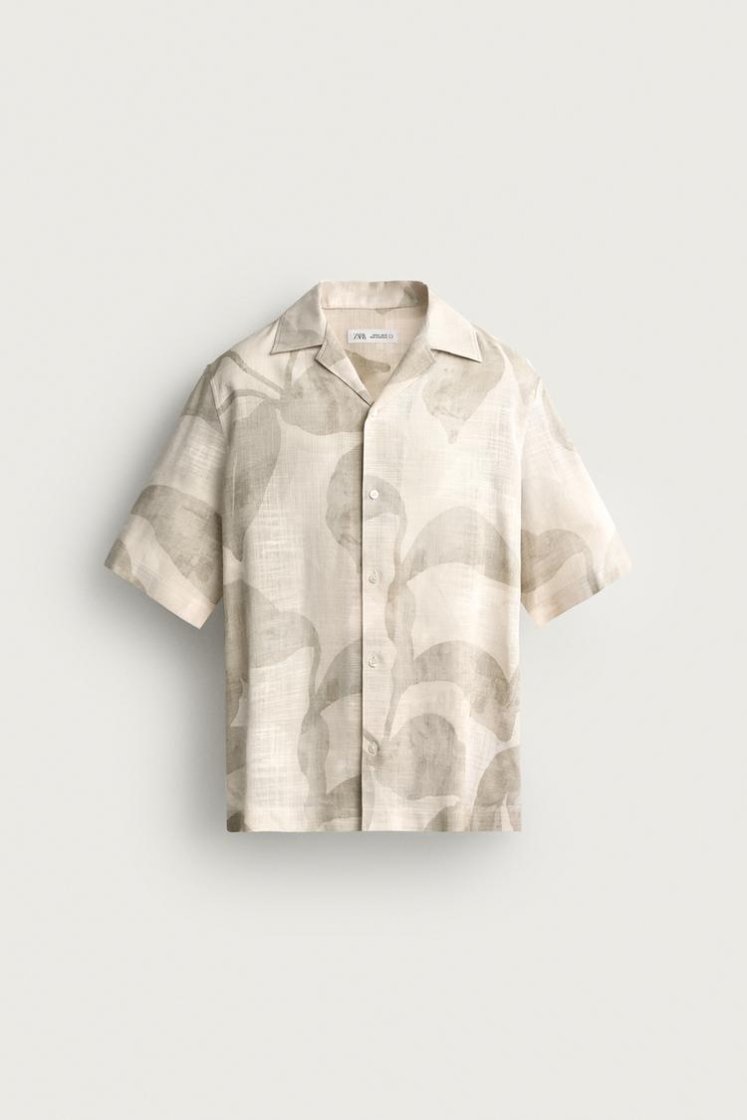 Zara CHEMISE FLUIDE À IMPRIMÉ ABSTRAIT — Sable