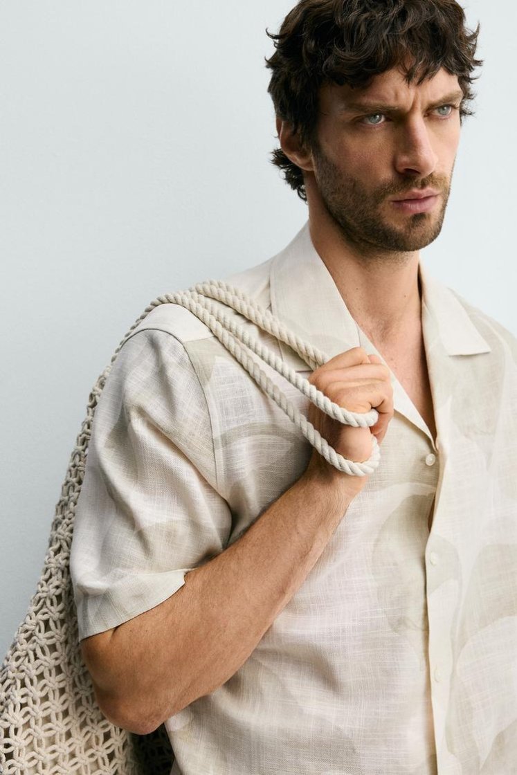 Zara CHEMISE FLUIDE À IMPRIMÉ ABSTRAIT — Sable