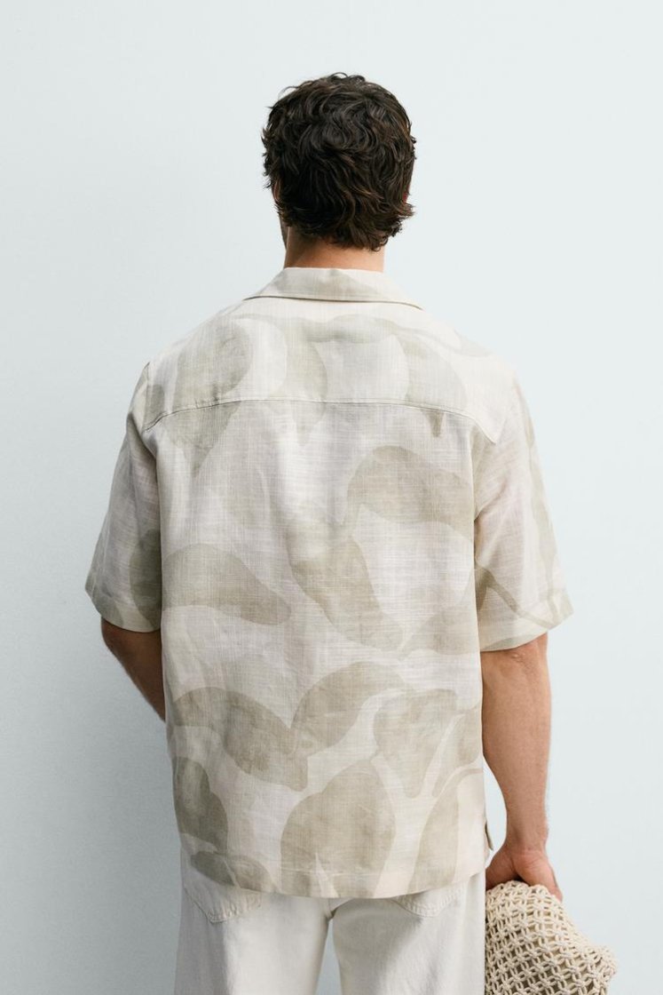 Zara CHEMISE FLUIDE À IMPRIMÉ ABSTRAIT — Sable